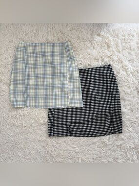 SHEIN Blue Plaid & Black Gingham Mini Skirts